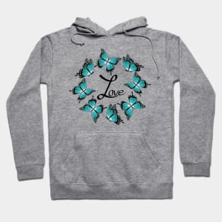 Love - Blue Butterflies Hoodie